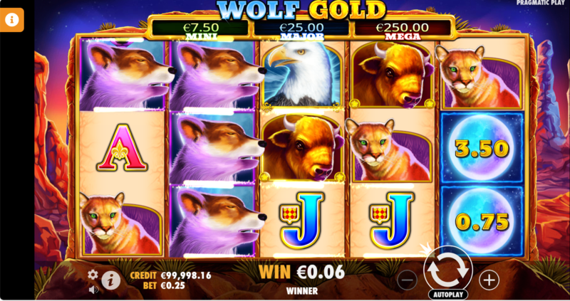 Wolf Gold Slot Game Interface
