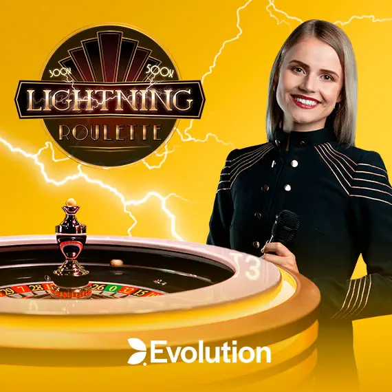 Logo de Ruleta Lightning de Evolution Gaming, proveedor de juegos en vivo en Casino Barcelona
